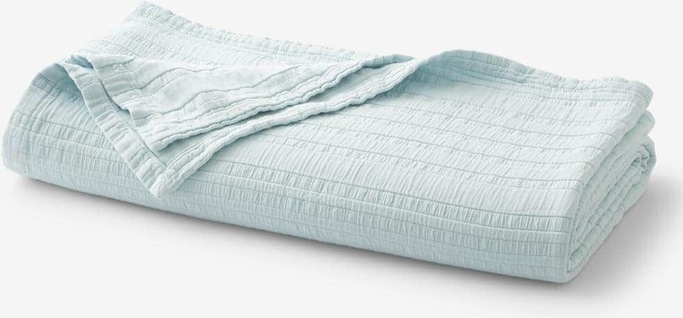 The Company Store Matera Stripe Sky Blue Cotton King Blanket