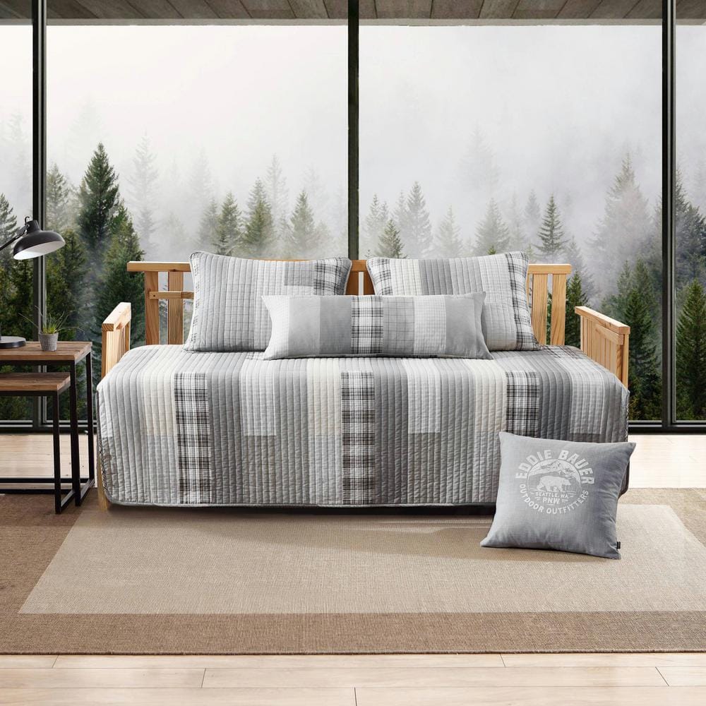 Eddie Bauer Fairview 4-Piece Gray Cotton Daybed Bonus Set