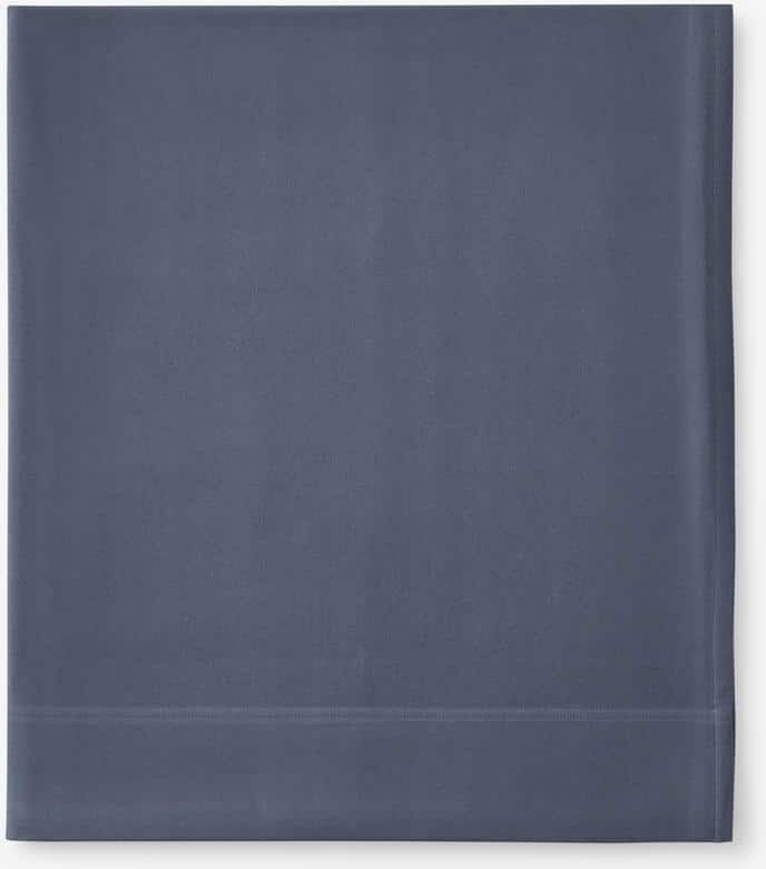 The Company Store Legends Luxury Velvet Deep Pocket Slate Blue Flannel King Flat Sheet