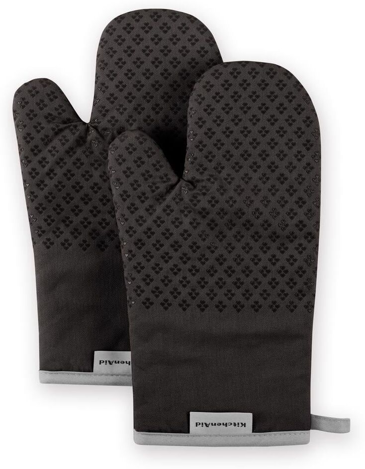 KitchenAid Asteroid Silicone Grip Black Oven Mitt (2-Pack)