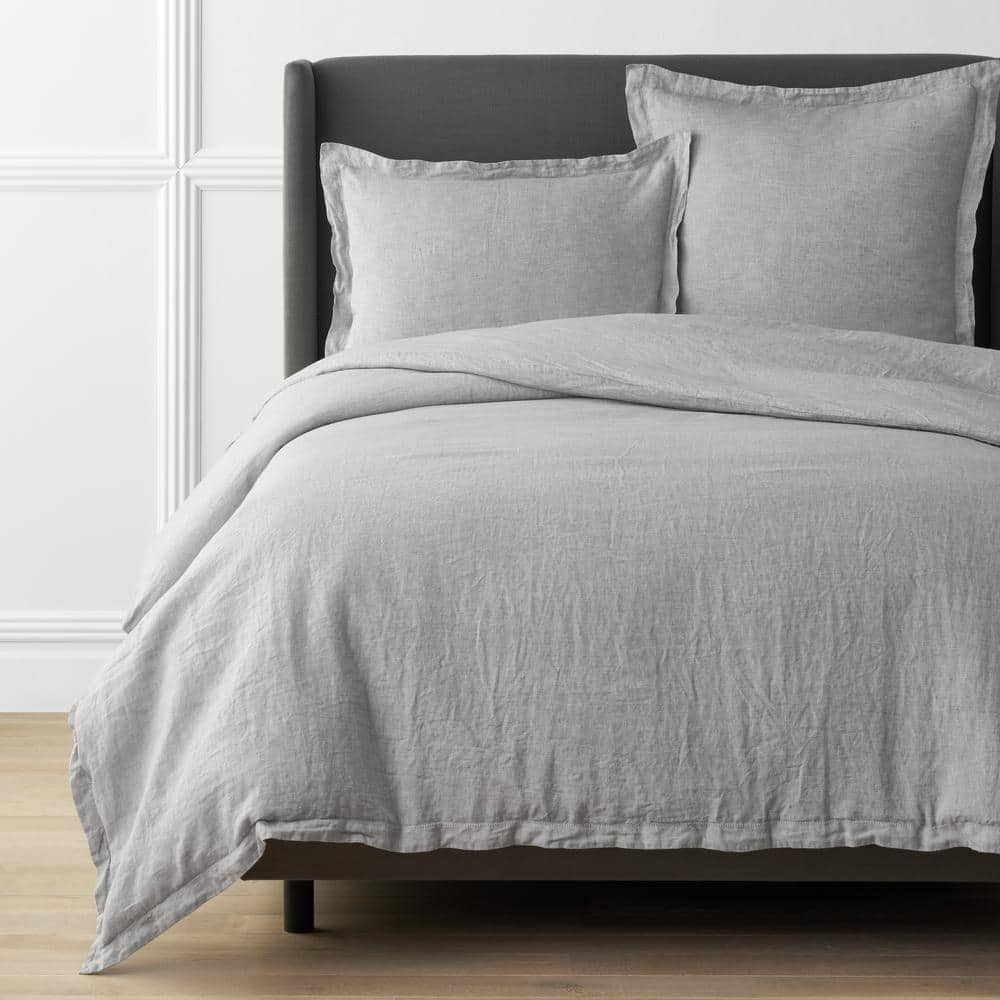 The Company Store Legends Hotel Relaxed Chambray Gray Full Linen Duvet Cover