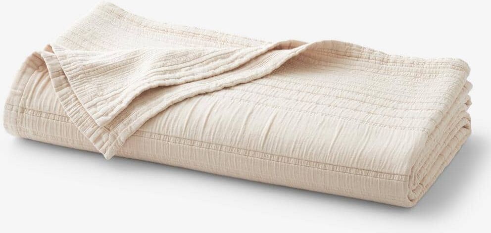 The Company Store Matera Stripe Sand Cotton Twin Blanket