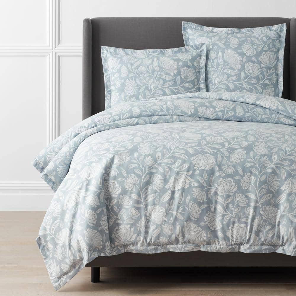 The Company Store Legends Hotel Maytime Wrinkle-Free Blue Shadow Twin Sateen Duvet Cover