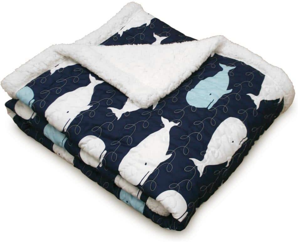 HomeBoutique Whale Navy Sherpa Throw