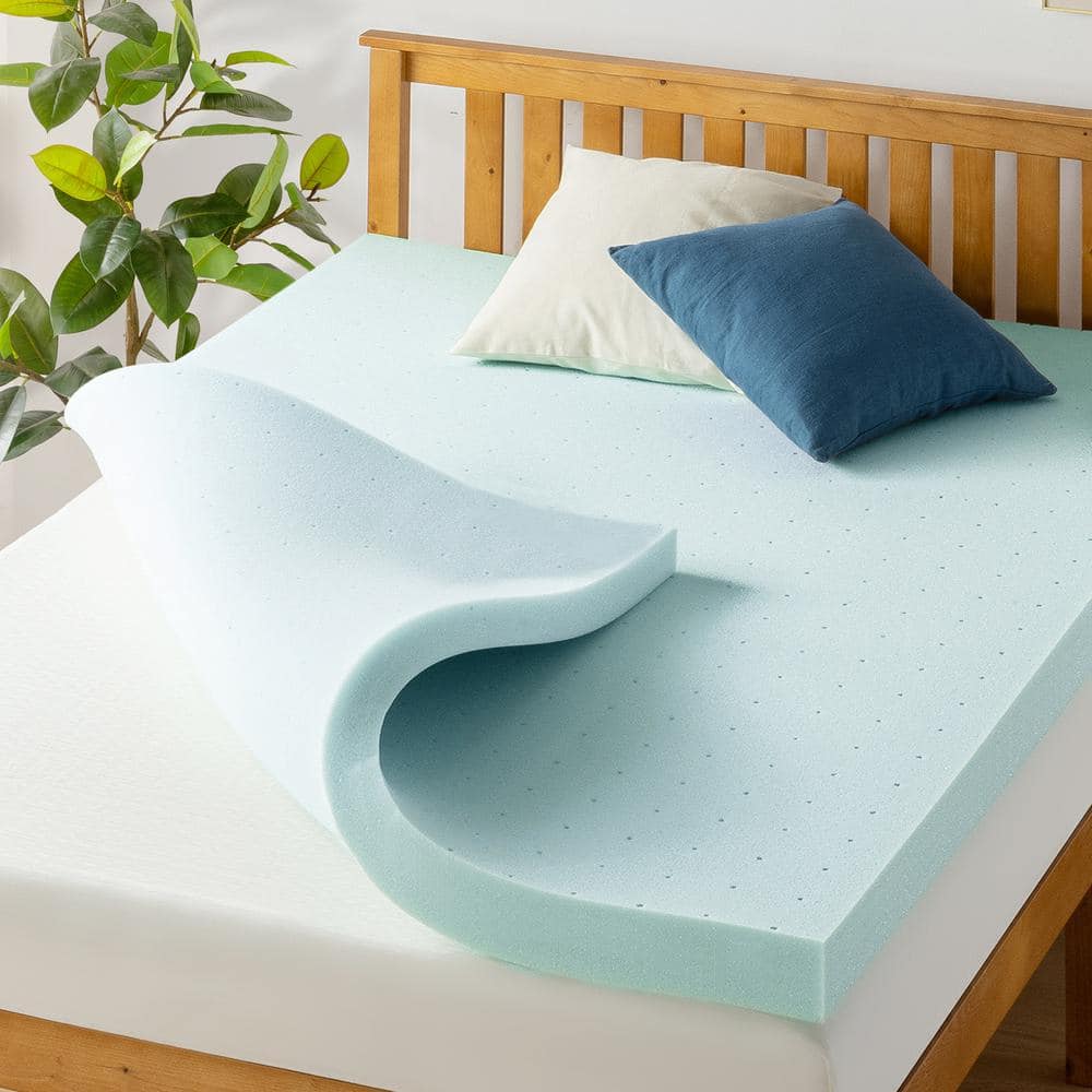 MELLOW 4 in. Short Queen Cooling Gel Ventilated Memory Foam Mattress Topper