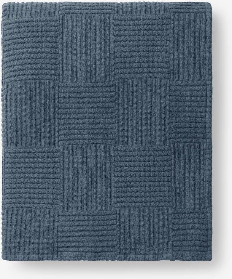 The Company Store Large Basketweave Sea Blue Cotton Twin Blanket