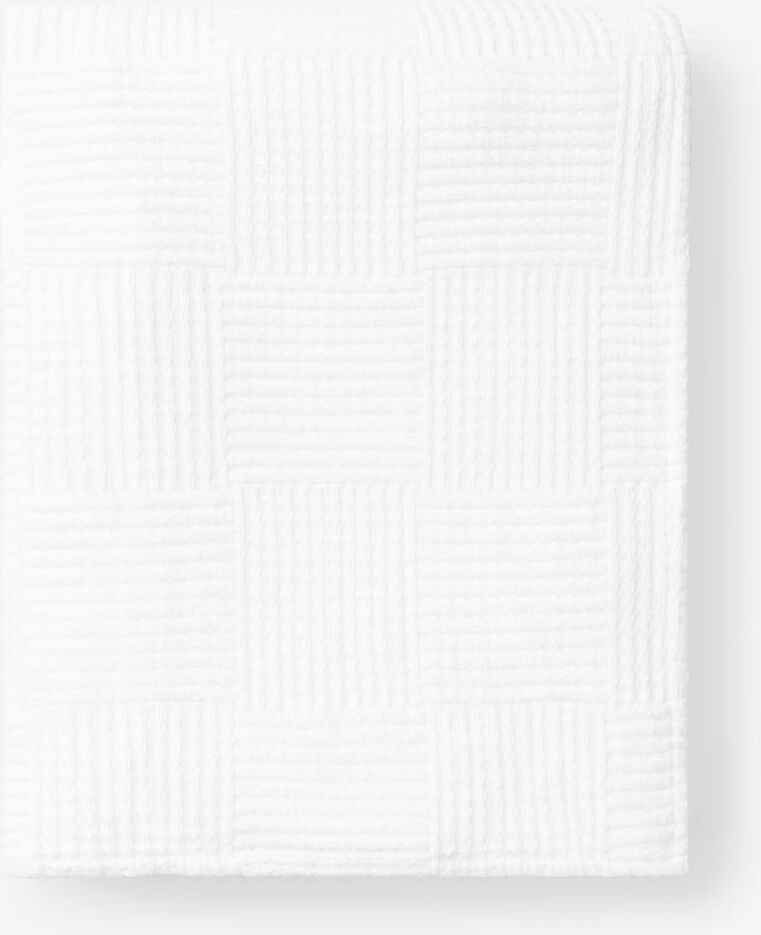 The Company Store Large Basketweave White Cotton Twin Blanket