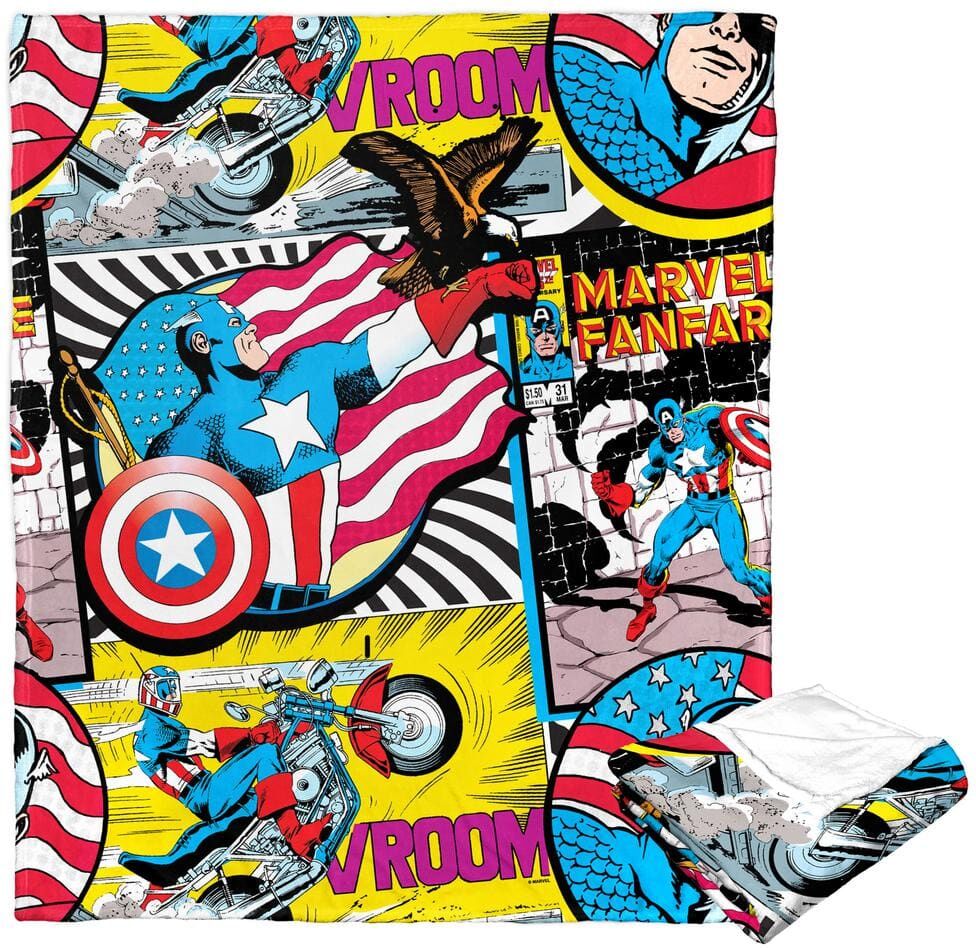 THE NORTHWEST GROUP Marvel Captain America Captain Badge Silk Touch Multi-Colored Throw