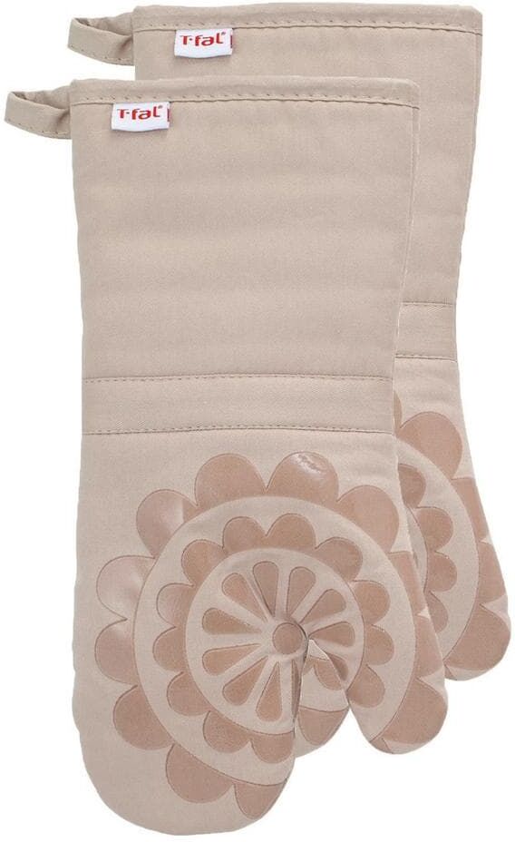 T-fal Sand Tan Medallion Cotton Silicone Oven Mitt (2-Pack)