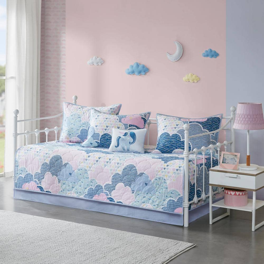 URBAN HABITAT KIDS Bliss 6-Piece Blue Cotton Reversible Daybed Bedding Set