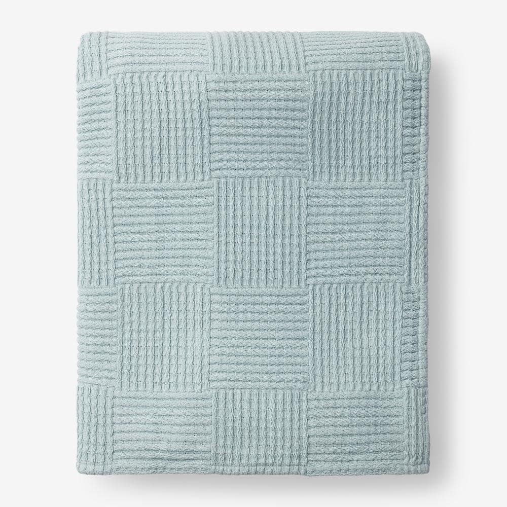 The Company Store Large Basketweave Sea Spray Cotton King Blanket