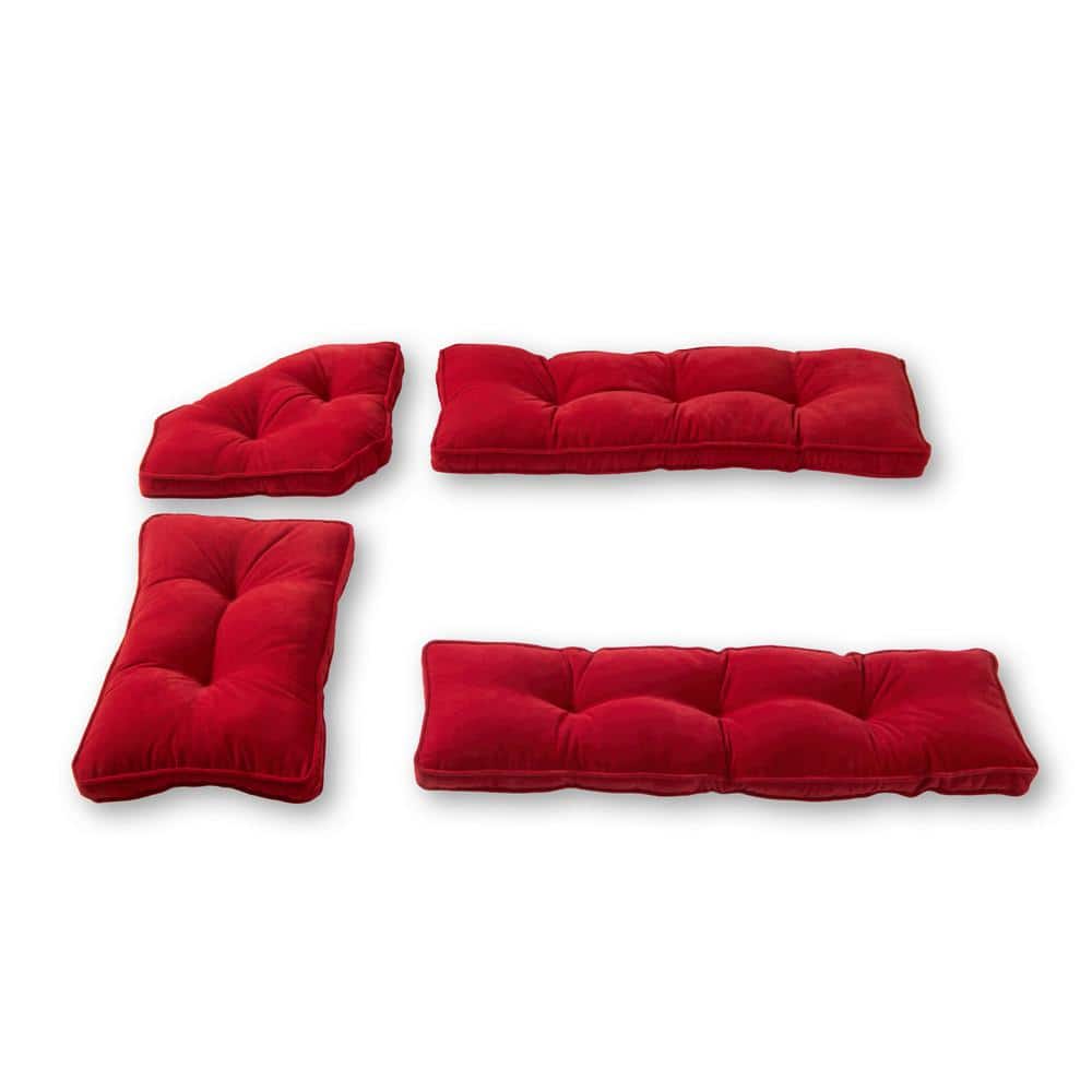 Greendale Home Fashions Hyatt Scarlet 4-Piece Microfiber Kitchen Nook Cushion Set