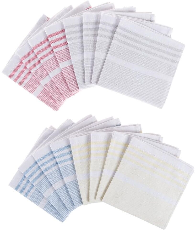 Lavish Home Multi-Color Farmhouse Stripe Weave Cotton Kitchen Dish Cloth Set (16-Pieces)