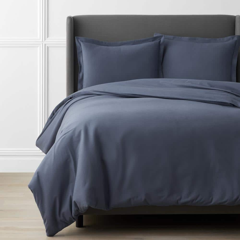 The Company Store Legends Luxury Slate Blue Full Velvet Flannel Duvet Cover