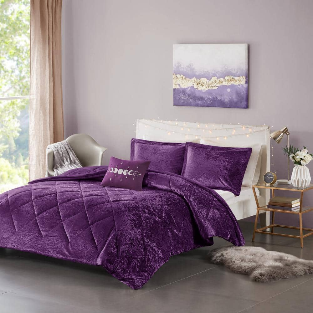 Intelligent Design Isabel 3-Piece Purple Twin/Twin XL Velvet Comforter Set