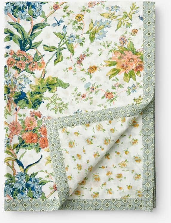 The Company Store Bagheecha Garden Floral Cotton White Multi Throw Blanket