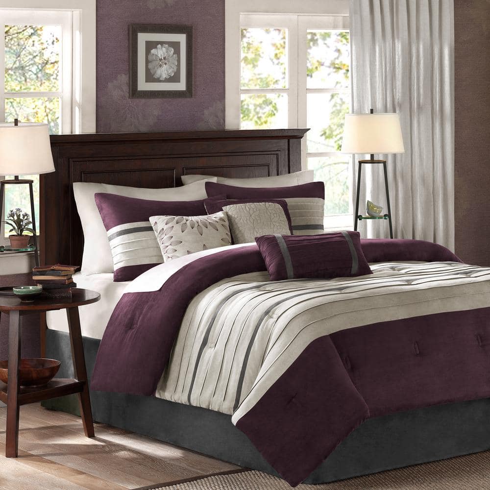 Madison Park Teagan 7-Piece Plum Full Comforter Set