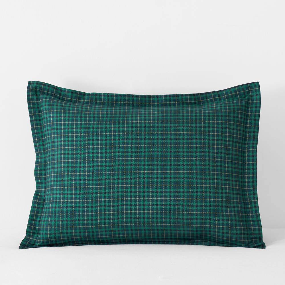 The Company Store Company Cotton Joey Plaid Green Multi Cotton Percale King Sham