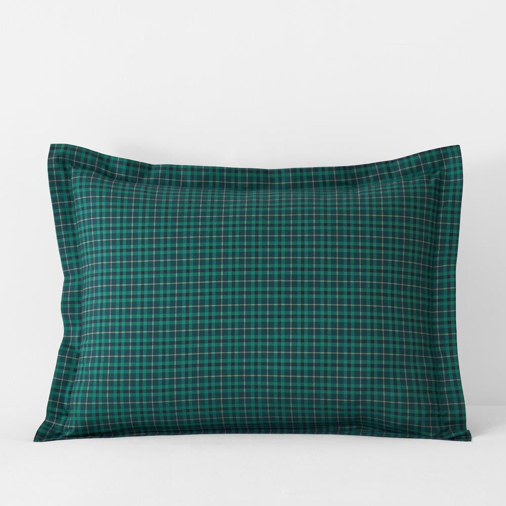 The Company Store Company Cotton Joey Plaid Green Multi Cotton Percale Standard Sham