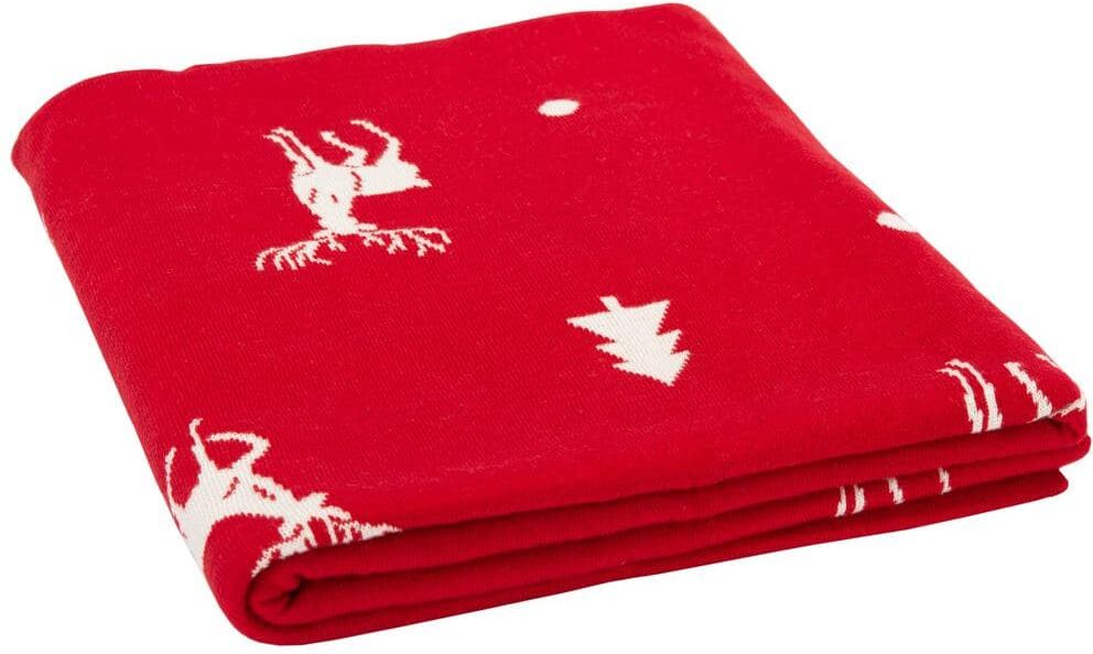 SAFAVIEH Miracle Reindeers Red Cotton Throw Blanket