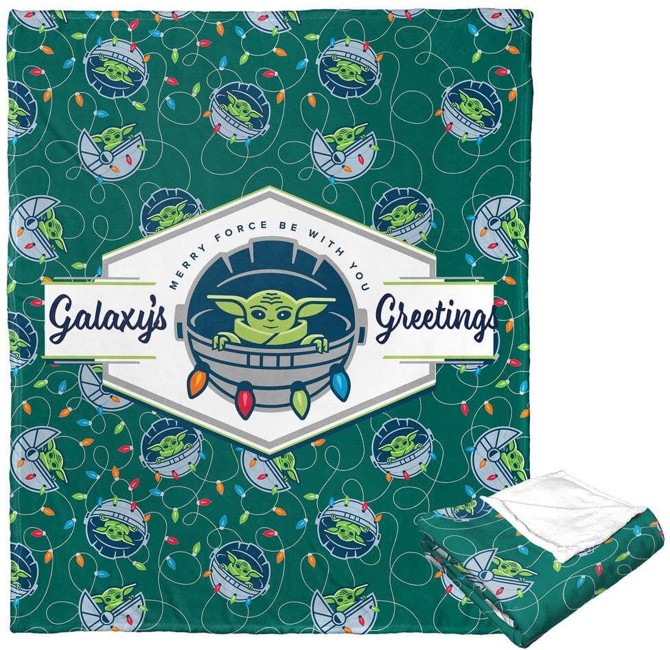 THE NORTHWEST GROUP Star Wars: The Mandalorian Galaxy's Greetings Silk Touch Throw Blanket