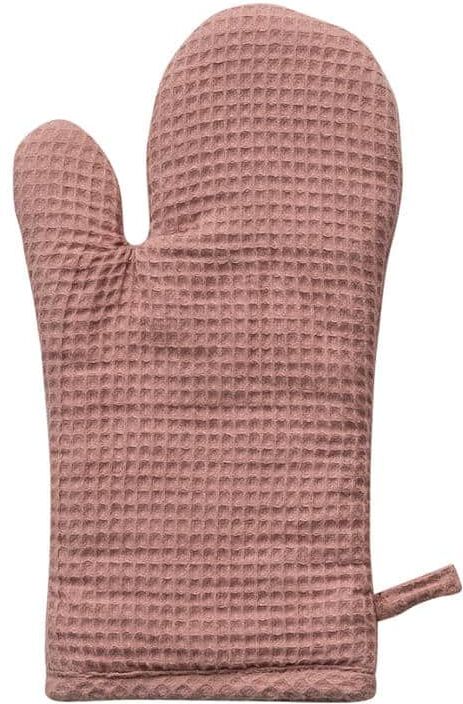 Storied Home Woven Linen and Cotton Blush Pink Waffle Oven Mitt