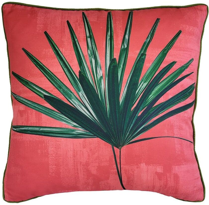 Multi-Colored Fan Palm Leaf Indoor/Outdoor 20 x 20 Decorative Throw Pillow