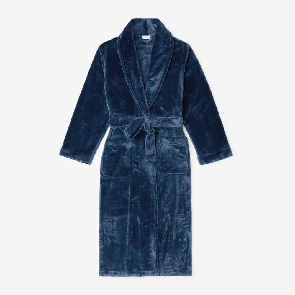 The Company Store Company Plush Family Women's Large Blue Denim Robe
