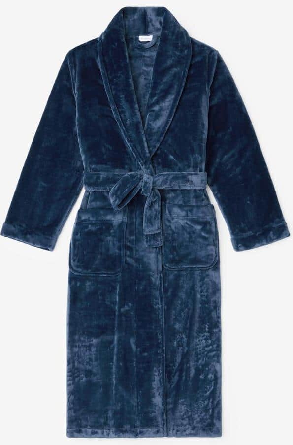 The Company Store Company Plush Family Women's Small Blue Denim Robe