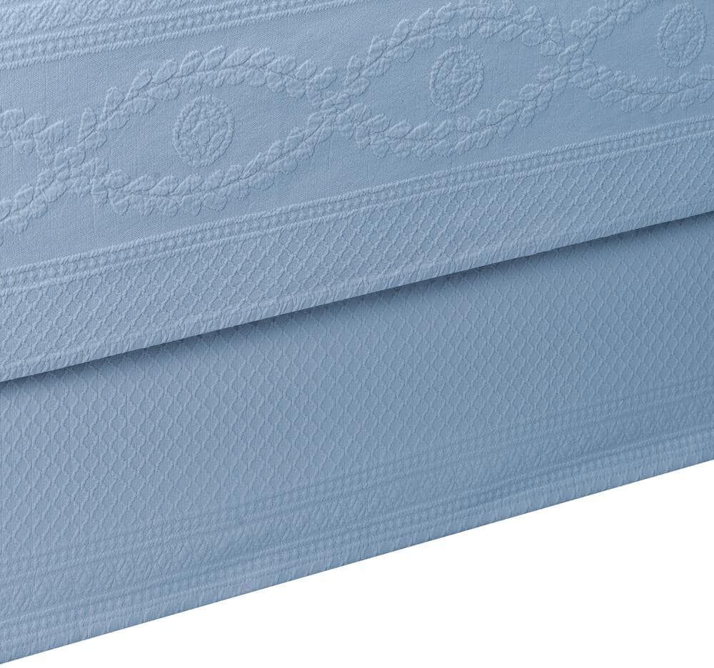 Royal Heritage Home Williamsburg Abby Blue Solid Queen Bed Skirt