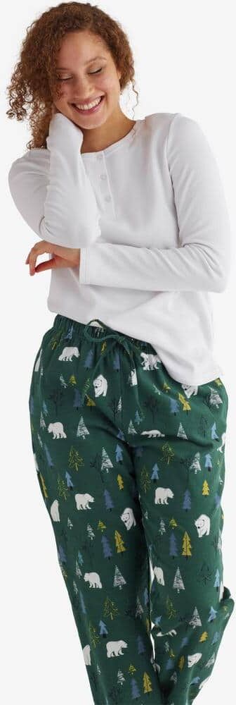 The Company Store Company Cotton Family Flannel Polar Bear Forest Women's Henley Small Forest Green Pajamas Set