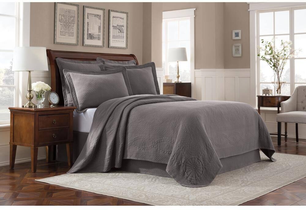 Royal Heritage Home Williamsburg Abby Grey Solid Twin Coverlet