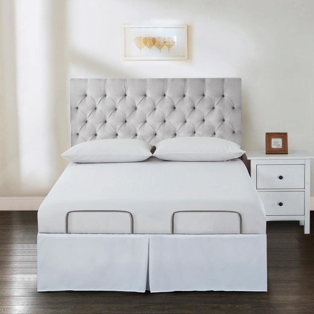 BED MAKER'S 15 in. Drop King Bed Skirt Adjustable White Wraparound Tailored