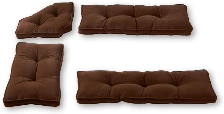 Greendale Home Fashions Hyatt Chocolate 4-Piece Microfiber Kitchen Nook Cushion Set