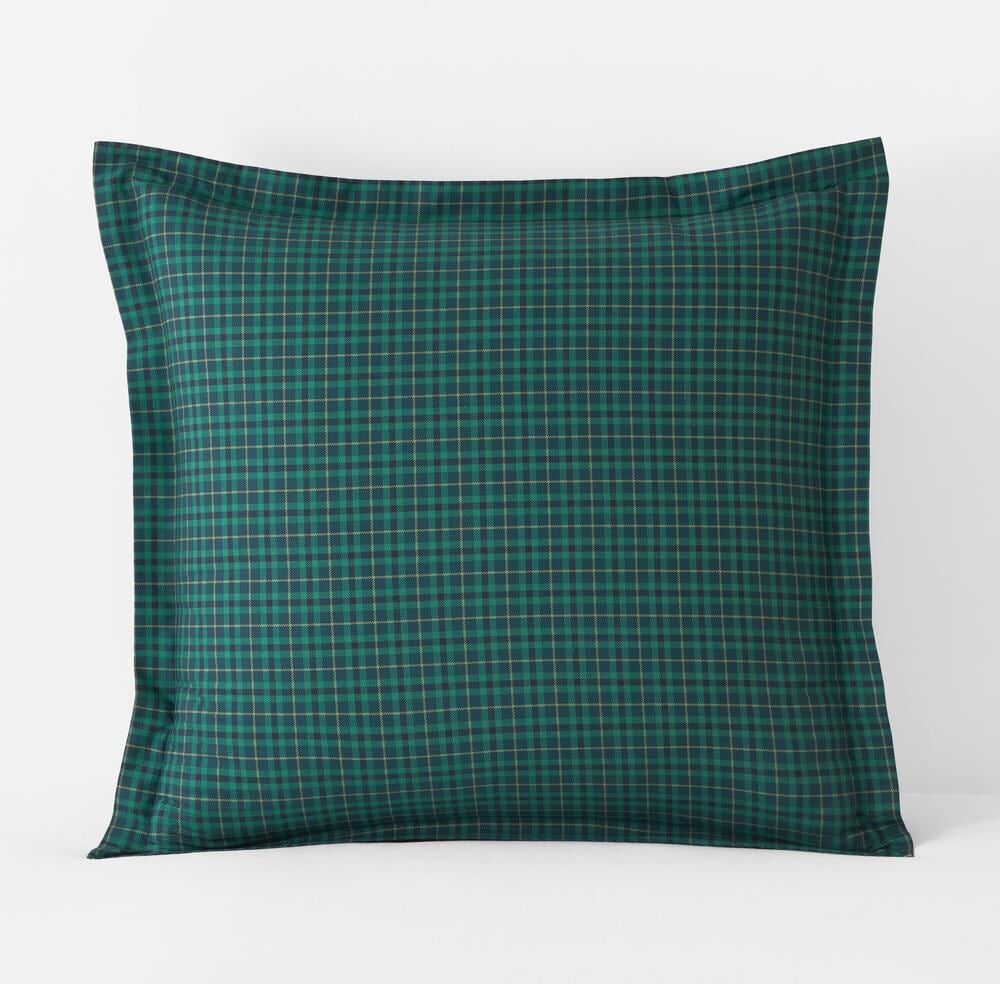 The Company Store Company Cotton Joey Plaid Green Multi Cotton Percale Euro Sham