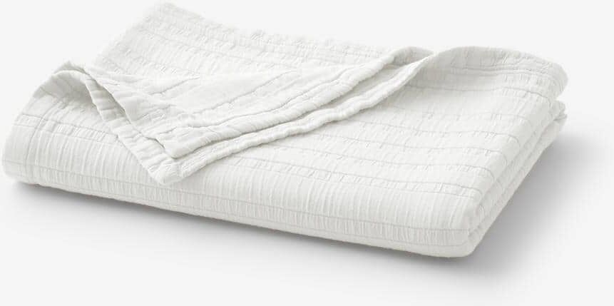 The Company Store Matera Stripe White Throw Blanket