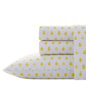 Poppy & Fritz Lemons 3-Piece Yellow Graphic 200-Thread Count Cotton Percale Twin XL Sheet Set