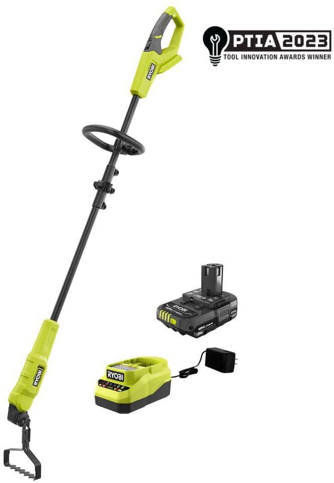 RYOBI ONE+ 18V Cordless Battery Garden Hoe with 2.0 Ah Battery and Charger