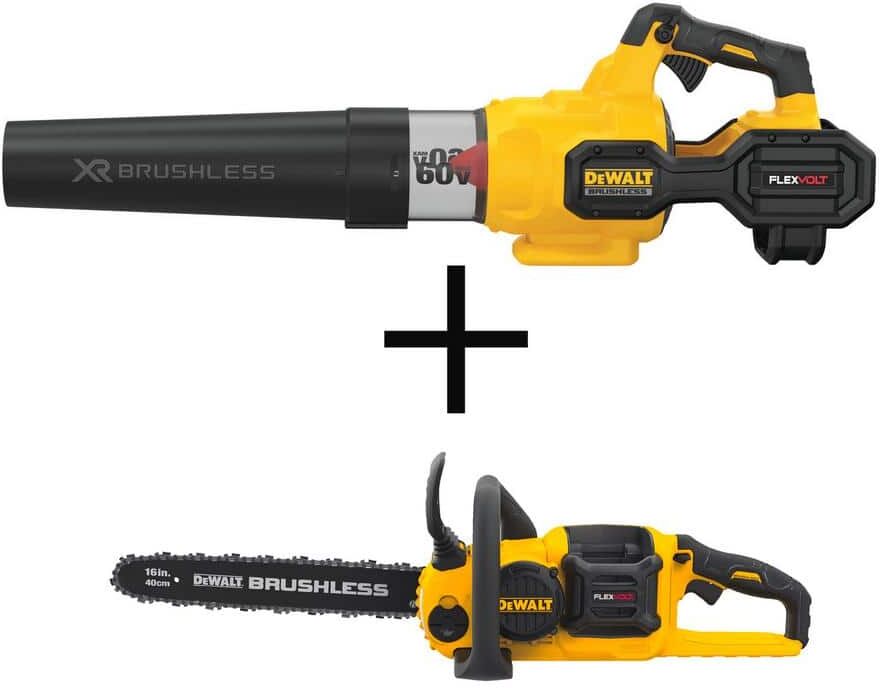 DeWalt 60V MAX 125 MPH 600 CFM Brushless Cordless Battery Powered Handheld Leaf Blower Kit & Cordless Chainsaw (Tool Only)