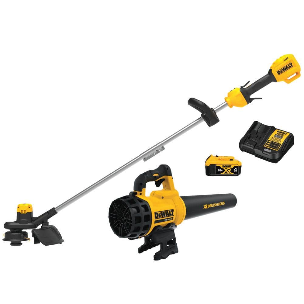 DeWalt 20V MAX Cordless Battery Powered String Trimmer & Blower Combo Kit with (1) 4 Ah Battery & Charger
