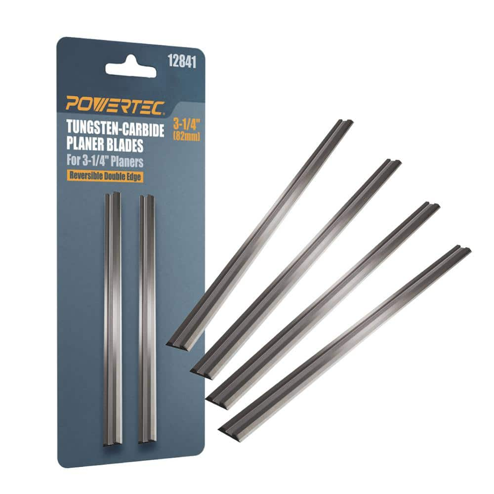 POWERTEC 3-1/4 in. Tungsten Carbide Hand Held Planer Blades Replacement for Bosch, DeWalt, Makita, Porter Cable, Ryobi (6-Pack)