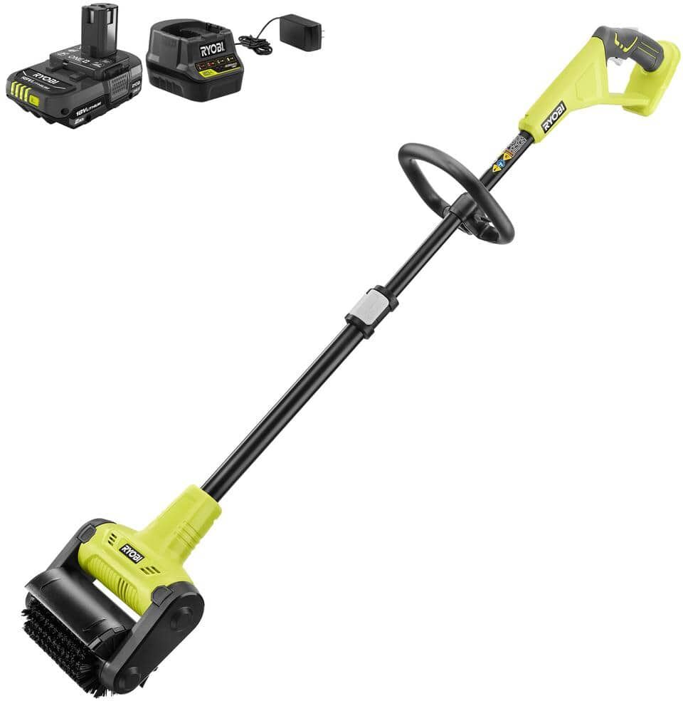 RYOBI ONE+ 18V Cordless Battery Outdoor Patio Sweeper with 2.0 Ah Battery and Charger