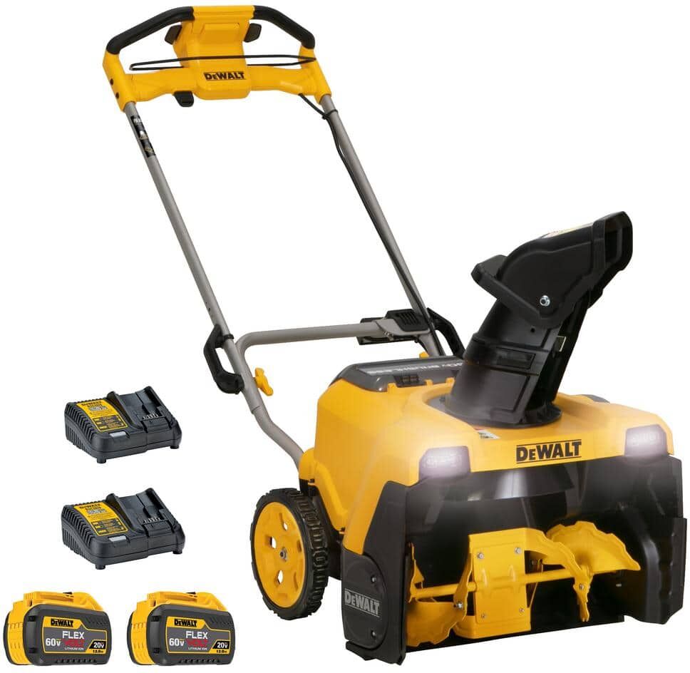 DeWalt 60-Volt 21 in. Maximum Cordless Electric Single Stage Snow Blower with Two 4.0 Ah FLEXVOLT Batteries and 2 Chargers