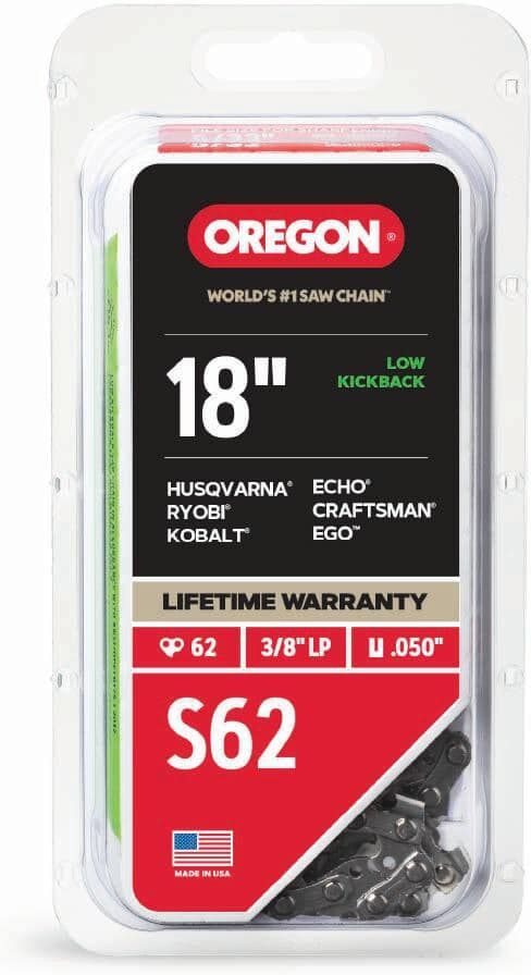 Oregon S62 Chainsaw Chain for 18 in. Bar, Fits Husqvarna, Echo, Poulan, Craftsman, Homelite and More