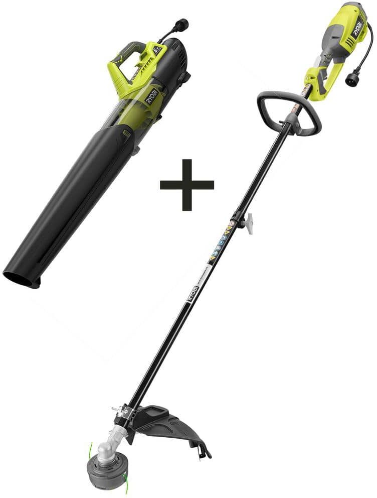 RYOBI 18 in. 10 Amp Electric Corded String Trimmer and 8 Amp Jet Fan Blower Kit