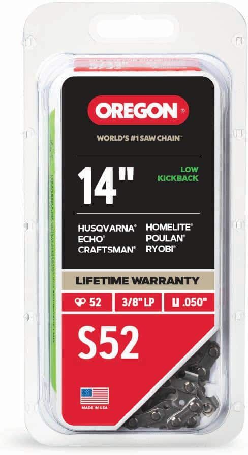 Oregon S52 Chainsaw Chain for 14 in. Bar Fits, Echo, Craftsman, Poulan, Homelite, Makita Husqvarna and More