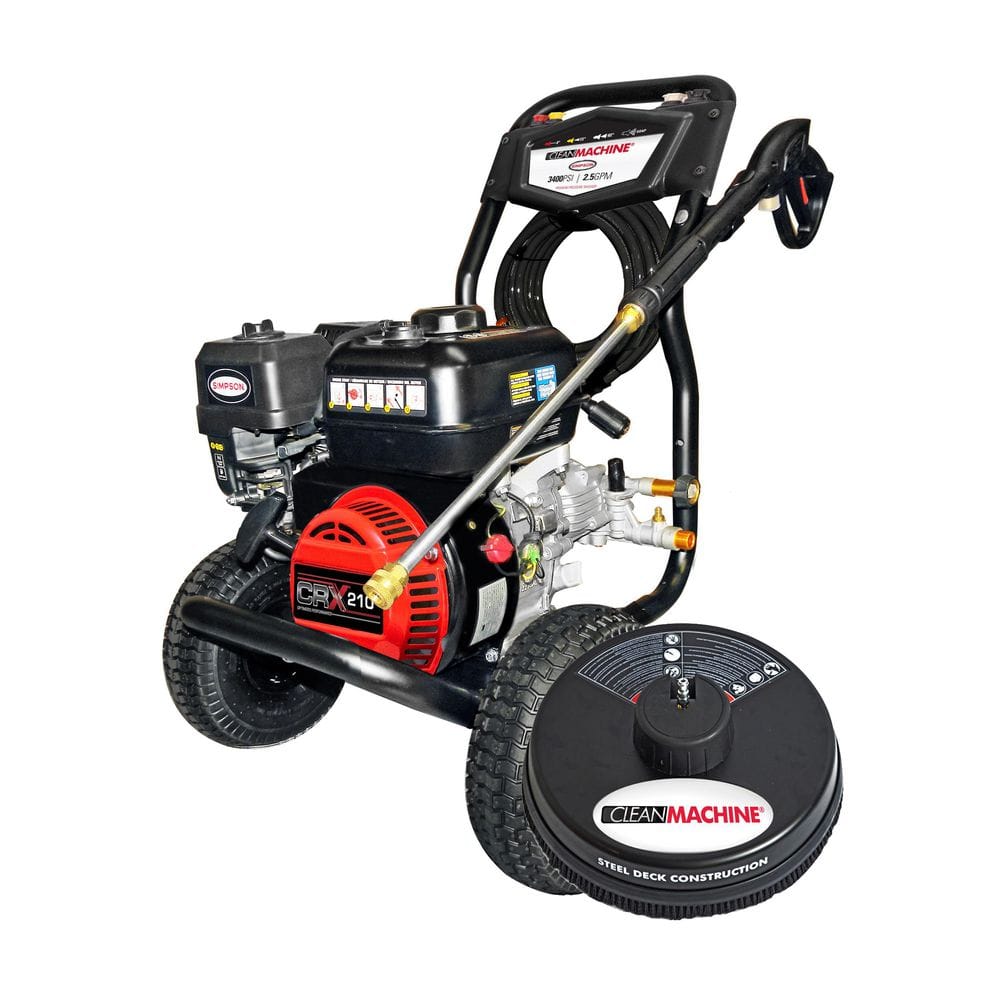 SIMPSON 3400 PSI 2.5 GPM CLEAN MACHINE Cold Water Gas Pressure Washer & 15in. Surface Cleaner