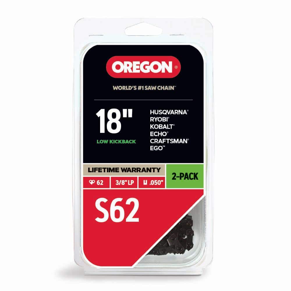 Oregon S62 Chainsaw Chain for 18 in. Bar, Fits Husqvarna, Echo, Poulan, Craftsman, Homelite and More (2-Pack)