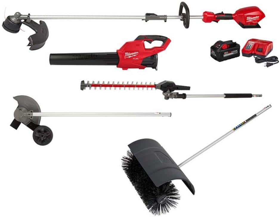 Milwaukee M18 FUEL 18V Lith-Ion Brushless Cordless Electric String Trimmer/Blower Combo Kit w/Brush, Edger, Hedge (5-Tool)