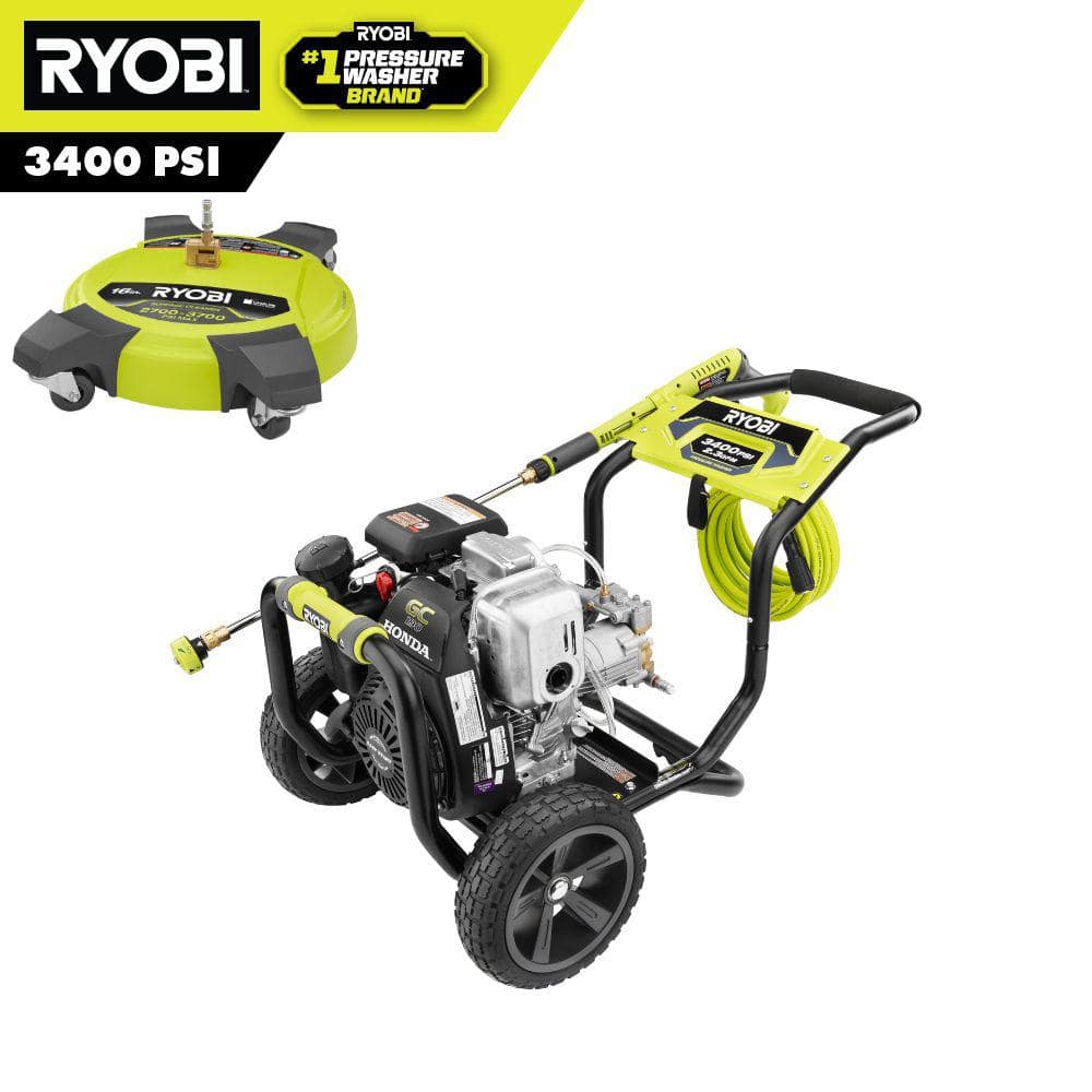 RYOBI 3400 PSI 2.3 GPM Cold Water Gas Pressure Washer with 16 in. Surface Cleaner